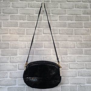 Vintage Palizzio Black Reptile Crossbody Bag Purse NWT New Old Stock
